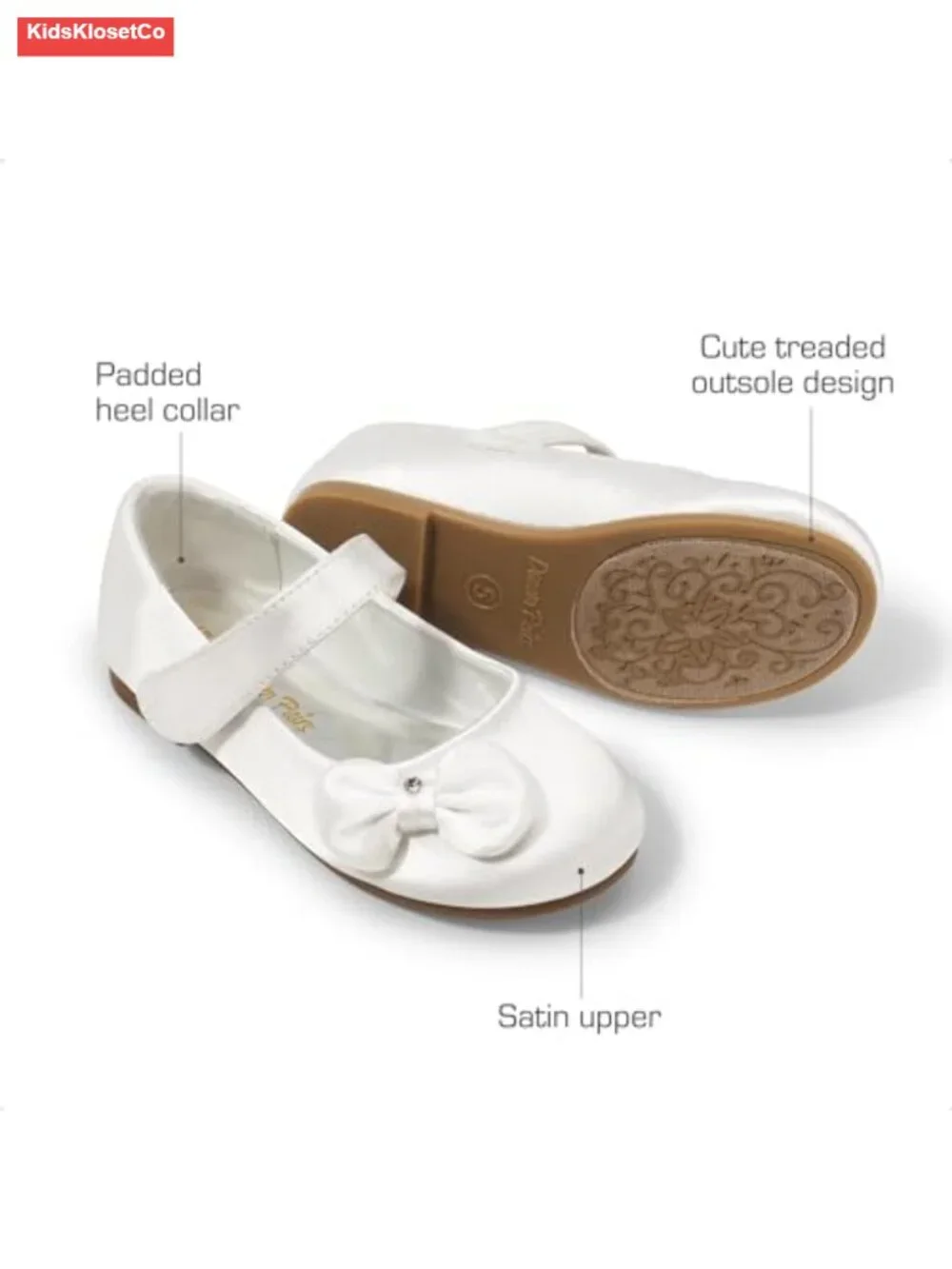 Toddler Girls Mary Jane Flats with Bow, Hook & Loop Closure, Ballet Shoes